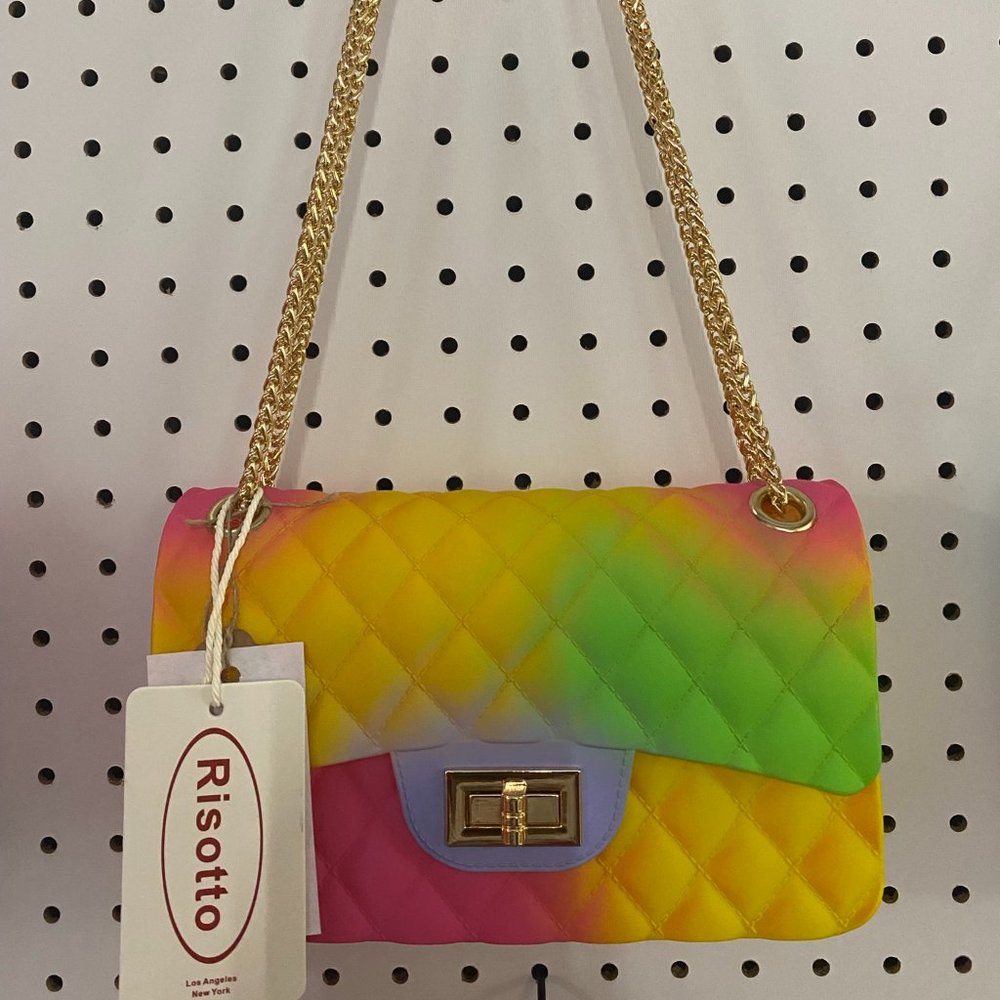 NEW!!! Quilt Embossed Multi Color Jelly Shoulder Bag